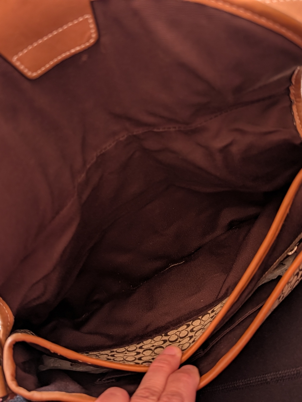 Coach Tan Signature Soho Canvas Saddle Shoulder Bag-Large - Picture 9 of 12